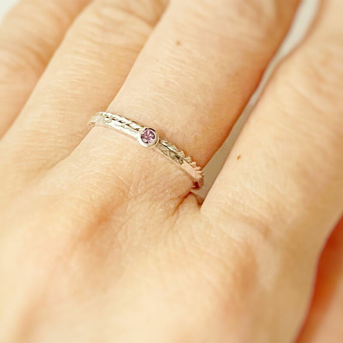 【ふるさと納税】【セットで楽しむ】誕生石リング＆ねじねじリング（シルバー） サムネイル2