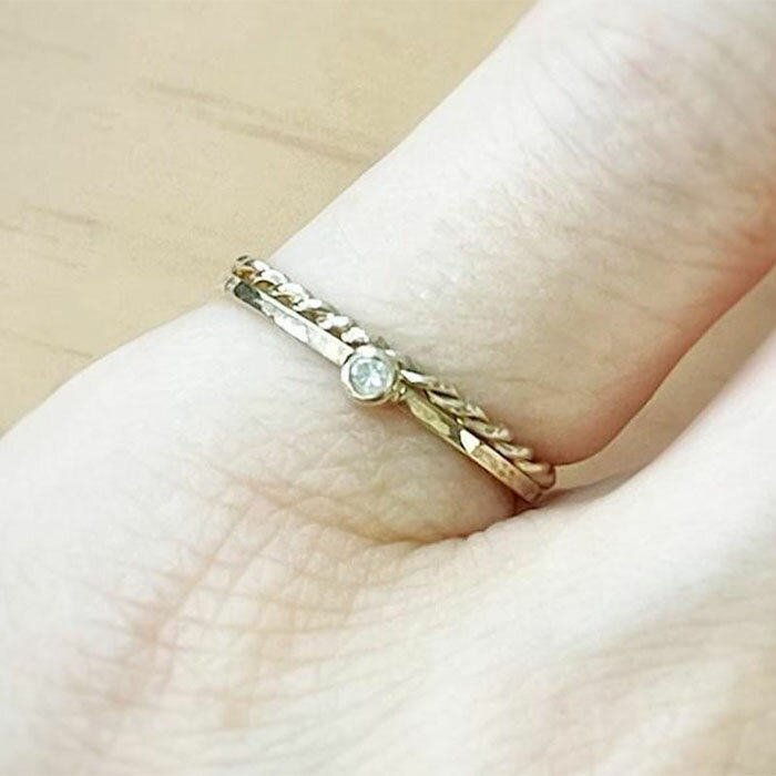 【ふるさと納税】【セットで楽しむ】誕生石リング＆ねじねじリング（K10） サムネイル2