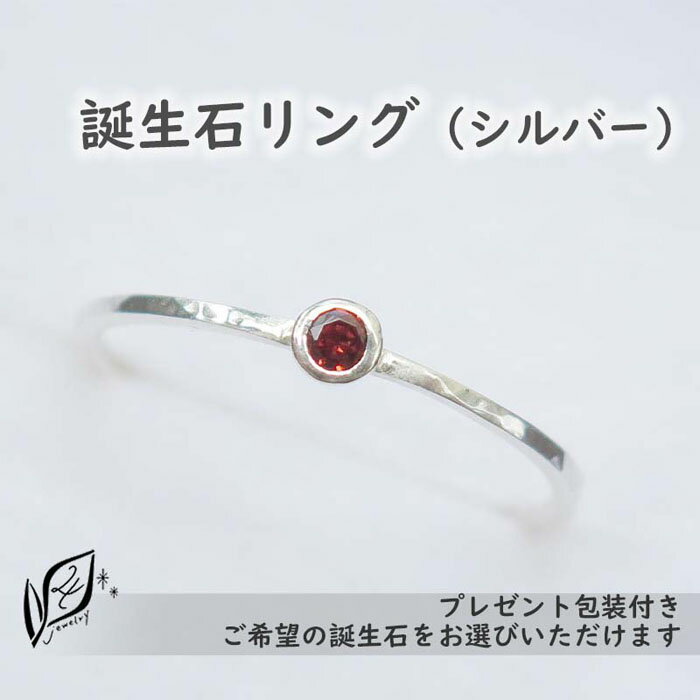 【プレゼント包装付き】誕生石リング（シルバー）