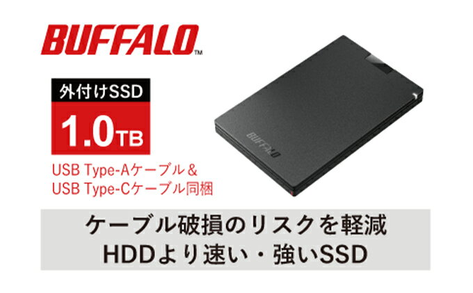 【ふるさと納税】BUFFALO ポータブル SSD 1.0TB TypeA ＆ TypeC USB 外付けssd 外付けSSD 外付けドライブ 家電 電化製品 パソコン PC周辺機器 パソコン周辺機器 コンパクト 持ち運び バッファロー 愛知 愛知県 日進市 サムネイル2