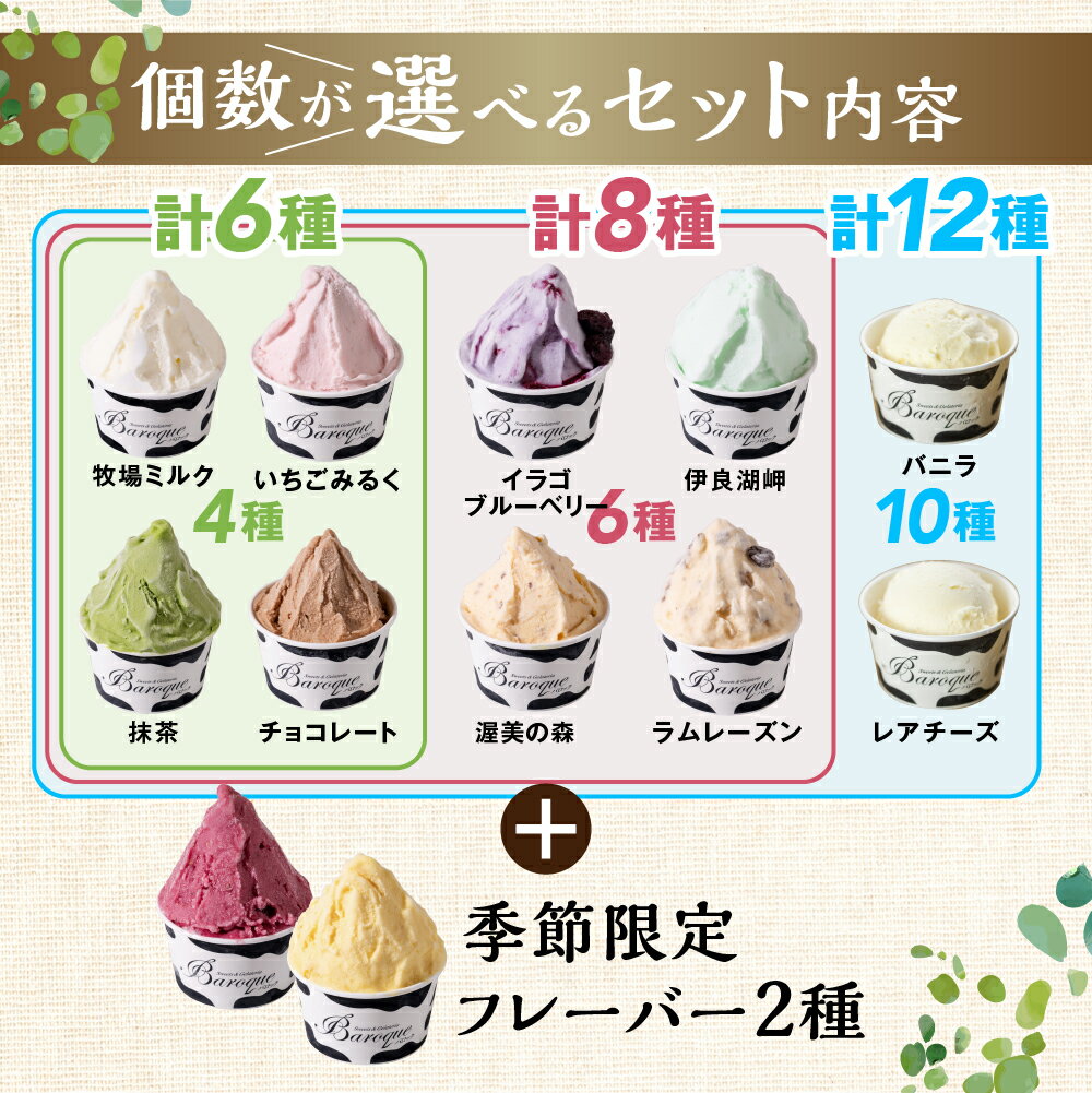 【ふるさと納税】行列店のジェラート 6~12個 選べる個数 人気詰め合わせセット スイーツ 牧場 直送 牛乳 こだわり ミルク 季節の フルーツ 期間限定 限定 ジェラート アイス 手作り ギフト 洋菓子 ワケアリ グルメ メロン いちご 苺 チョコレート 抹茶 アイスクリーム - 画像3