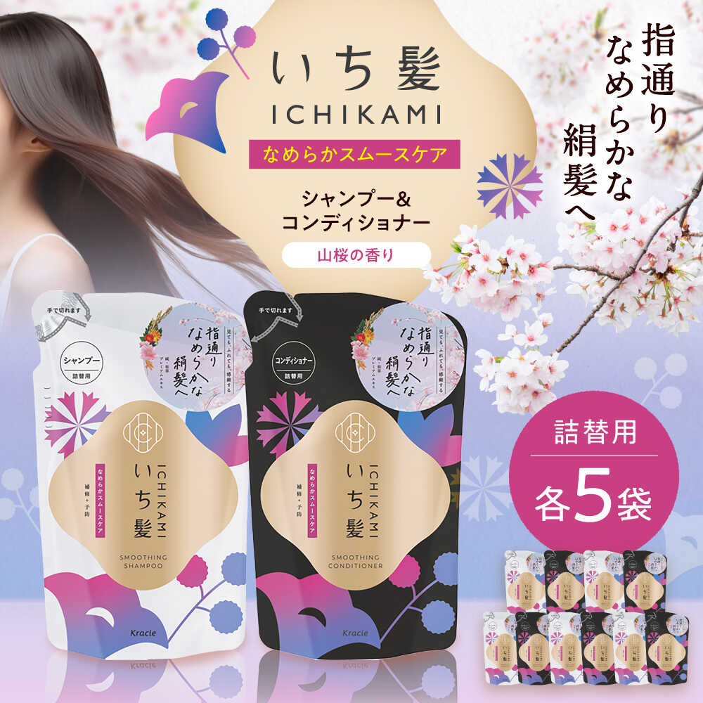 いち髪 なめらかスムースケア シャンプー＆コンディショナー 詰替用 各5袋セット 日用品 シャンプー 大容量 愛西市 / クラシエ 【配送不可：離島】[AEBE003]