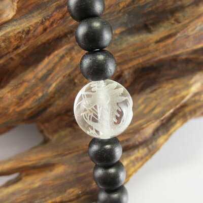 【ふるさと納税】数珠ブレスレット　黒檀108玉　本水晶　龍彫入　三重巻きブレス&ネックレス【1017404】 サムネイル2