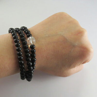 【ふるさと納税】数珠ブレスレット　黒檀108玉　本水晶　龍彫入　三重巻きブレス&ネックレス【1017404】 サムネイル3