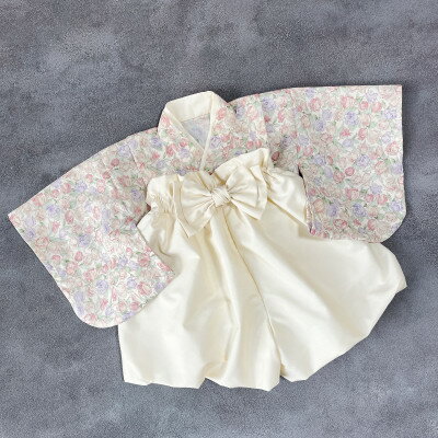 ベビー袴 60-70 SIZE チューリップ×白色の袴【1512029】