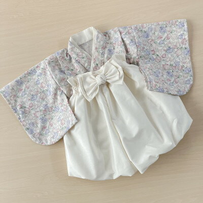 ベビー袴 80 SIZE チューリップ×白色の袴【1512032】