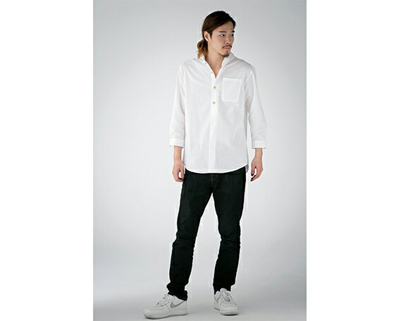 【ふるさと納税】 WATAKUMI　白シャツ　KAPRI（S） ／ 知多木綿 カプリシャツ プルオーバー ウッドボタン 和晒 吸水 メンズ カジュアル ユニセックス 箱入 贈り物 送料無料 愛知県 No.060 サムネイル2