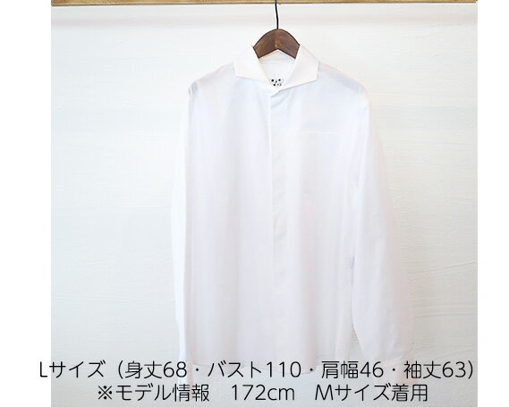 WATAKUMI　白シャツ　HIYOKU（L） ／ 知多木綿 比翼 貝ボタン 和晒 吸水 メンズ カジュアル ユニセックス 箱入 贈り物 送料無料 愛知県 No.066