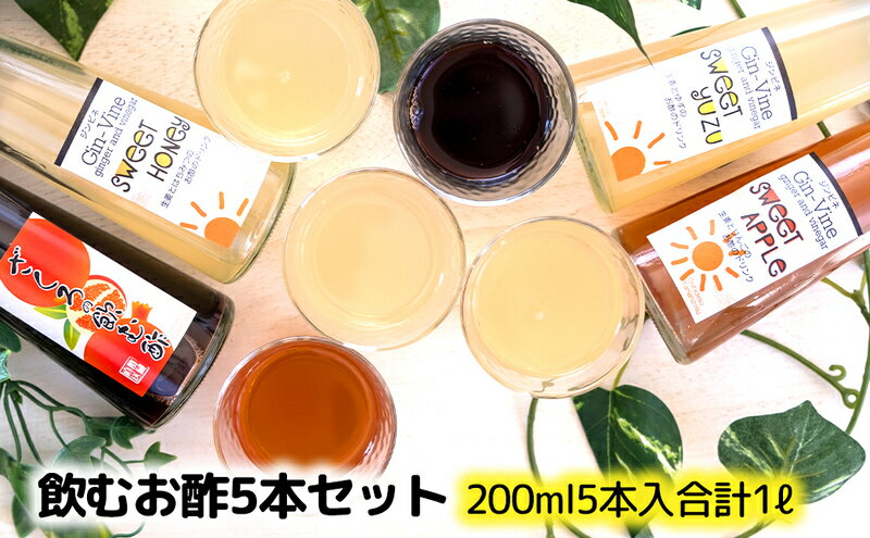 【ふるさと納税】飲む酢5本セット ゆず200ml×2本 ハニー・アップル・ざくろ200ml×各1本 [ 酢 飲料 お酢ドリンク はちみつ りんご ゆず果汁 美容 果実酢 飲み比べ 飲みやすい 飲む酢 飲むお酢 常温 果実 ] 調味料 飲料類 果汁飲料 ジュース サムネイル2