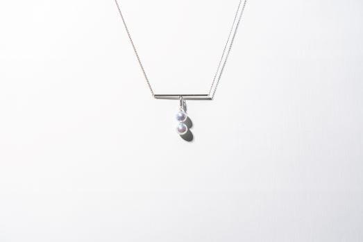 1263　【the bar】Ptアコヤブルーパール2ドロップネックレス　真珠 アコヤ真珠 南洋真珠 パール 宝石 ジュエリー アクセサリー 伊勢志摩 伊勢市 ギフト 贈り物 フォーマル 普段使い 入学式 卒業式 結婚式