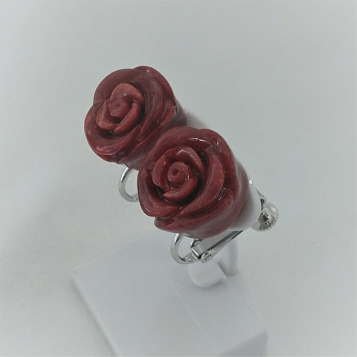 【ふるさと納税】1323珊瑚イヤリング・バラ　　アフリカ珊瑚 イソバナ珊瑚 贈り物 イヤリング バライヤリング 還暦祝い 赤珊瑚 カジュアルアクセサリー 赤いイヤリング かわいいイヤリング 3月誕生石 母の日 ご褒美イヤリング 喜ばれるプレゼント ポピュラーアクセサリー サムネイル2