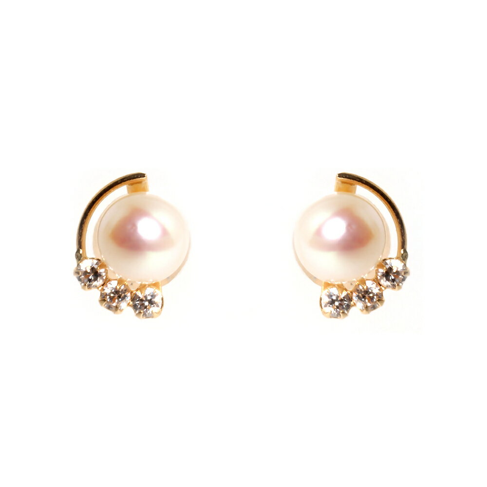 1539　K18あこや本真珠ピアス　三日月　　K18 イエローゴールド あこや真珠 ピアス 伊勢志摩 アクセサリー ジュエリー フォーマル カジュアル ギフト 伊勢市 18金 三日月 プチ