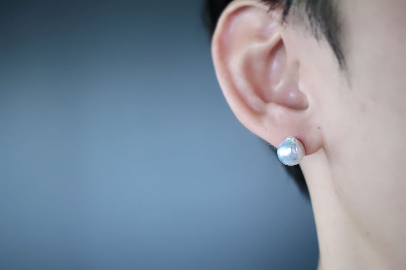 1643　いせしま碧いバロック　ピアス　真珠 K18 ジュエリー ピアス パール アコヤ真珠 バロック