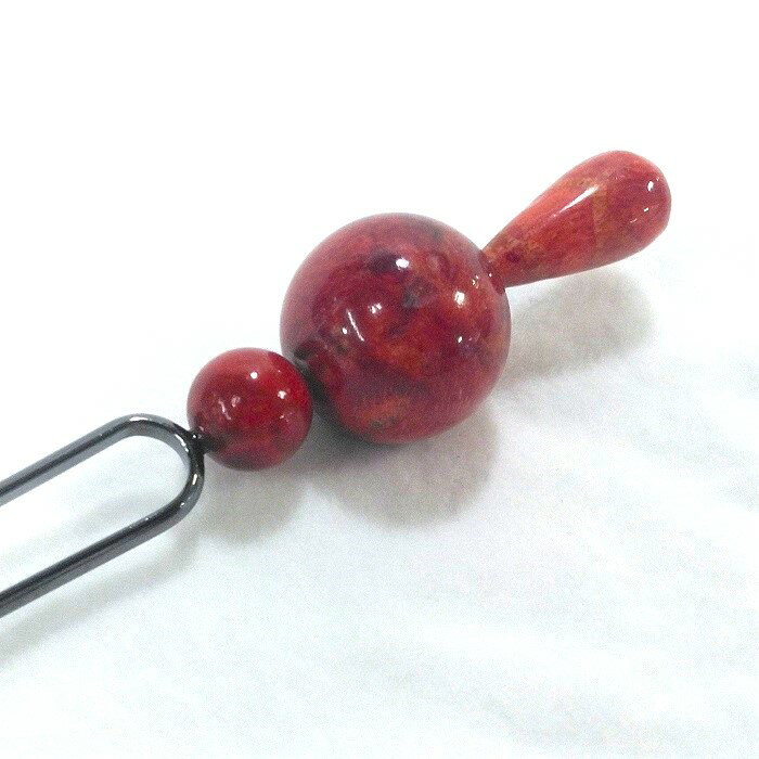 【ふるさと納税】1650　珊瑚かんざし大珠　　アフリカ珊瑚 イソバナ珊瑚 贈り物 かんざし 珊瑚かんざし 還暦祝い 赤珊瑚 カジュアルアクセサリー 赤いかんざし 大珠珊瑚 3月誕生石 母の日 和装アクセサリー 喜ばれるプレゼント 和装装飾品 サムネイル2