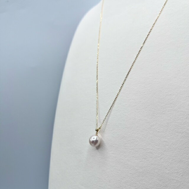 【ふるさと納税】1669　K18YG　アコヤ真珠　Yチェーンペンダント　8mmアップ サムネイル3