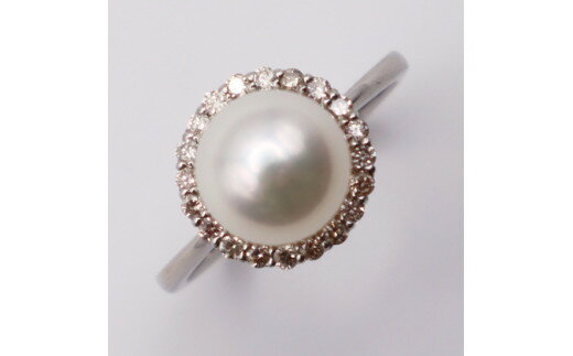 【ふるさと納税】1696　Pt900 アコヤ本真珠8.0mmup　ダイヤモンド0.20ctリング サムネイル2