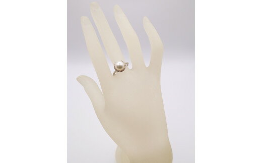 【ふるさと納税】1696　Pt900 アコヤ本真珠8.0mmup　ダイヤモンド0.20ctリング サムネイル3