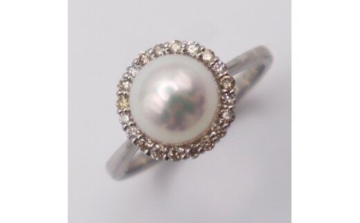【ふるさと納税】1697　【真珠科学研究所オーロラ花珠鑑別付】Pt900　あこや花珠本真珠8.0mmup　ダイヤモンド0.20ct　リング サムネイル2