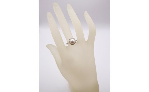 【ふるさと納税】1697　【真珠科学研究所オーロラ花珠鑑別付】Pt900　あこや花珠本真珠8.0mmup　ダイヤモンド0.20ct　リング サムネイル3