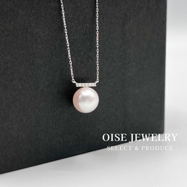 1711　PT900/850　ダイヤモンド0.03ct　アコヤ真珠ペンダント　8.0mmUP