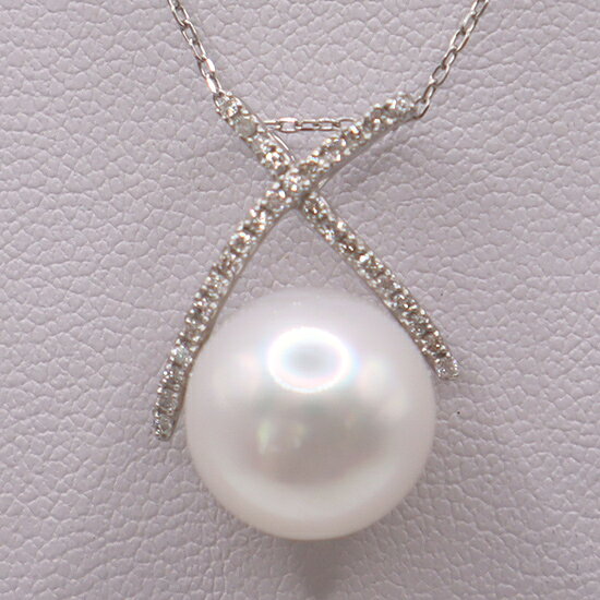 【ふるさと納税】1845 Pt 南洋白蝶真珠11.0mmup ダイヤモンド0.15ct　ペンダントネックレス サムネイル2
