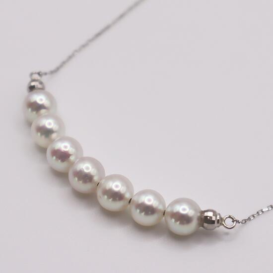 1846 Pt850 あこや本真珠7個付き 4.5〜5.0mm ペンダントネックレス