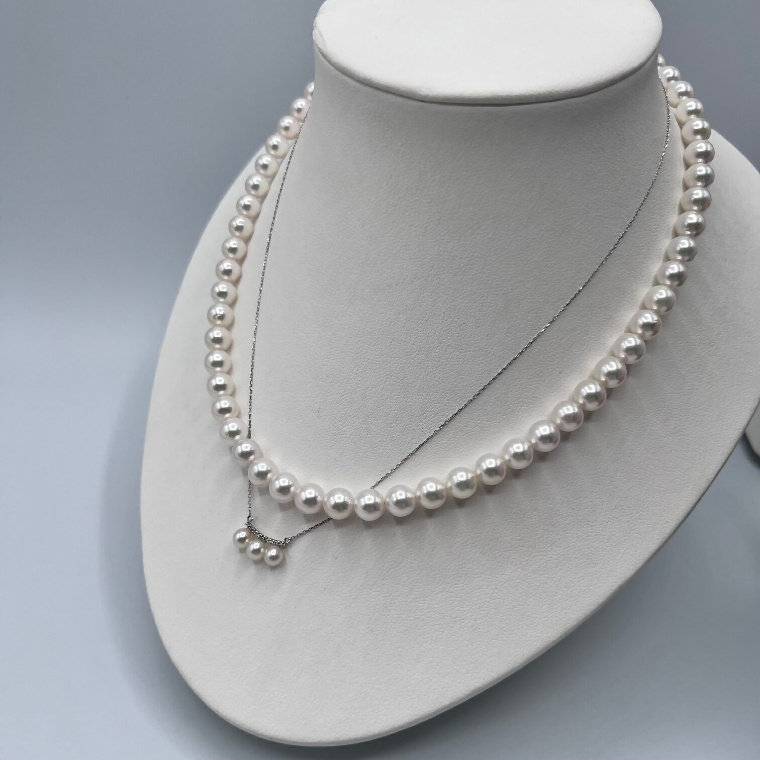 【ふるさと納税】1887 PT900/850 ダイヤモンド0.04ct アコヤ真珠ペンダント4.5mmUP 真珠　ネックレス　ペンダント　アコヤ真珠　アコヤ貝　伊勢志摩　冠婚葬祭　結婚式　入学式　ギフト　贈り物　アクセサリー　ジュエリー　パール サムネイル2