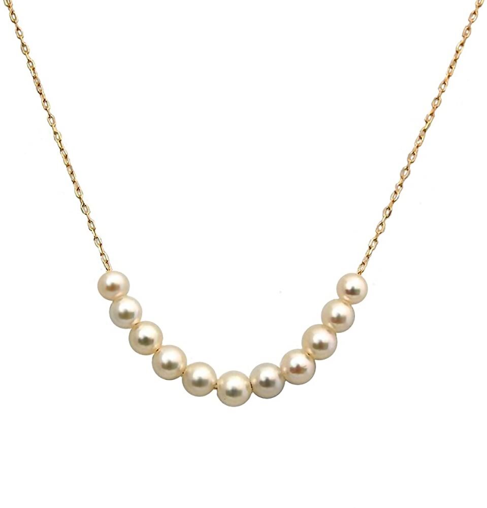 1443 11粒のアコヤ ベビーパール ネックレス 4.5mm K18　パールネックレス ベビーパール K18 18金 アコヤ真珠 4mm カジュアル セカンドパール 20代 30代 40代 スルーネックレス ペンダント普段使い ファーストパール