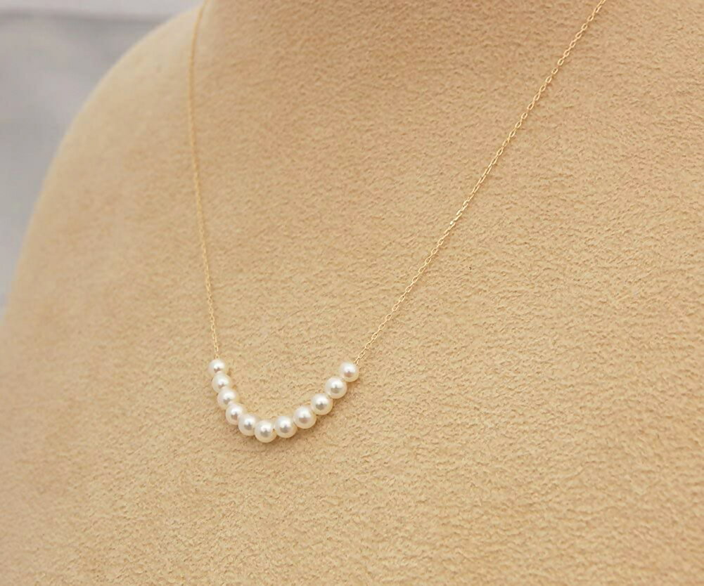 【ふるさと納税】1443 11粒のアコヤ ベビーパール ネックレス 4.5mm K18　パールネックレス ベビーパール K18 18金 アコヤ真珠 4mm カジュアル セカンドパール 20代 30代 40代 スルーネックレス ペンダント普段使い ファーストパール サムネイル3