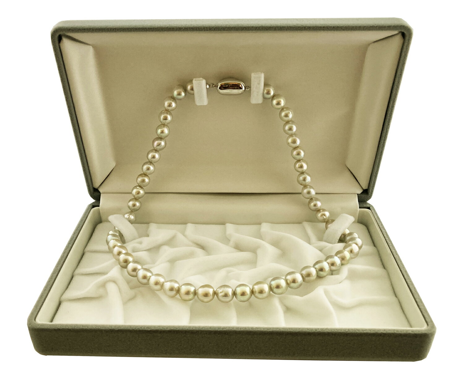 1411　アコヤ真珠グレーネックレス 8〜8.4mm　アコヤ真珠 グレー ネックレス フォーマル カジュアル 葬式 8mm 冠婚葬祭 人気 セカンドパール バロック 40代 50代 60代 伊勢志摩