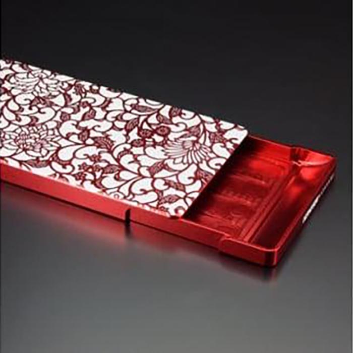 名刺ケース　ジュラルミン削り出し＜アラベスク＞RED
