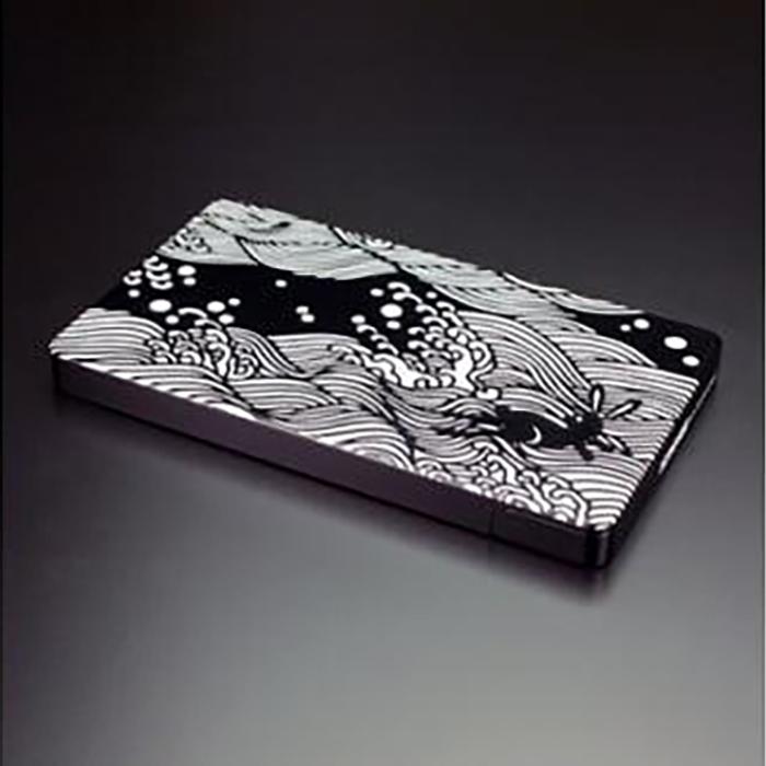 【ふるさと納税】名刺ケース ジュラルミン削り出し＜波にうさぎ＞BLACK サムネイル2