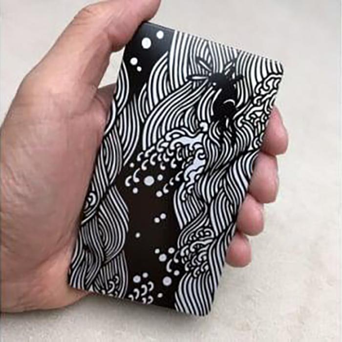 【ふるさと納税】名刺ケース ジュラルミン削り出し＜波にうさぎ＞BLACK サムネイル3