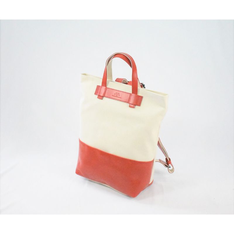 【ふるさと納税】レディース　国産　キャンバスリュックサック　7M7-1048（ナチュラル×レッド） サムネイル2