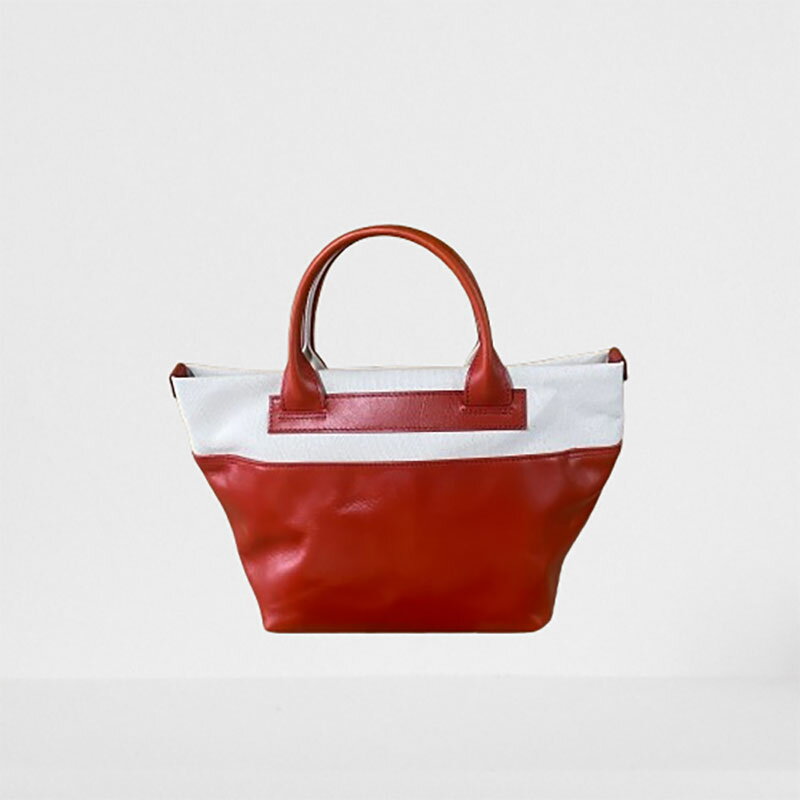 【ふるさと納税】レディース　国産　キャンパスミニトート　7M8-1064（ナチュラル×レッド） サムネイル2