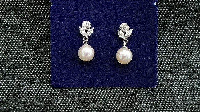 O-80伊勢志摩あこや本真珠ピアス・ブラ(フラワー)SV製