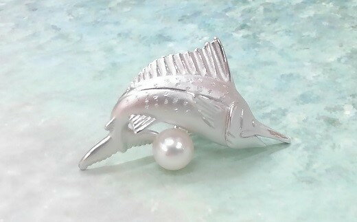P-71伊勢志摩あこや本真珠ピンブローチ(ビルフィッシュ)SV製