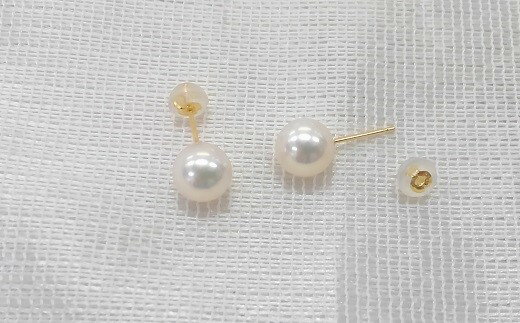 Q-56伊勢志摩あこや本真珠花珠ピアス・フォーマル(鑑別書付)K18