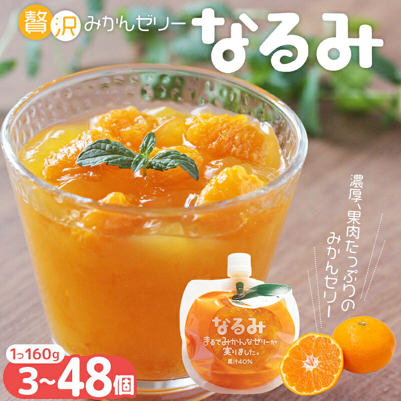 贅沢 果肉入り みかんゼリー なるみ 3個 5個 10個 18個 25個 48個 家庭用 化粧箱なし/スイーツ あま〜い ゼリー デザート みかん まん丸パウチ キュートなパッケージ 選べる個数