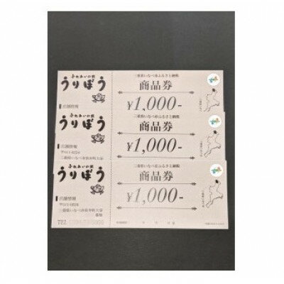 うりぼう商品券 3000円分【1271265】