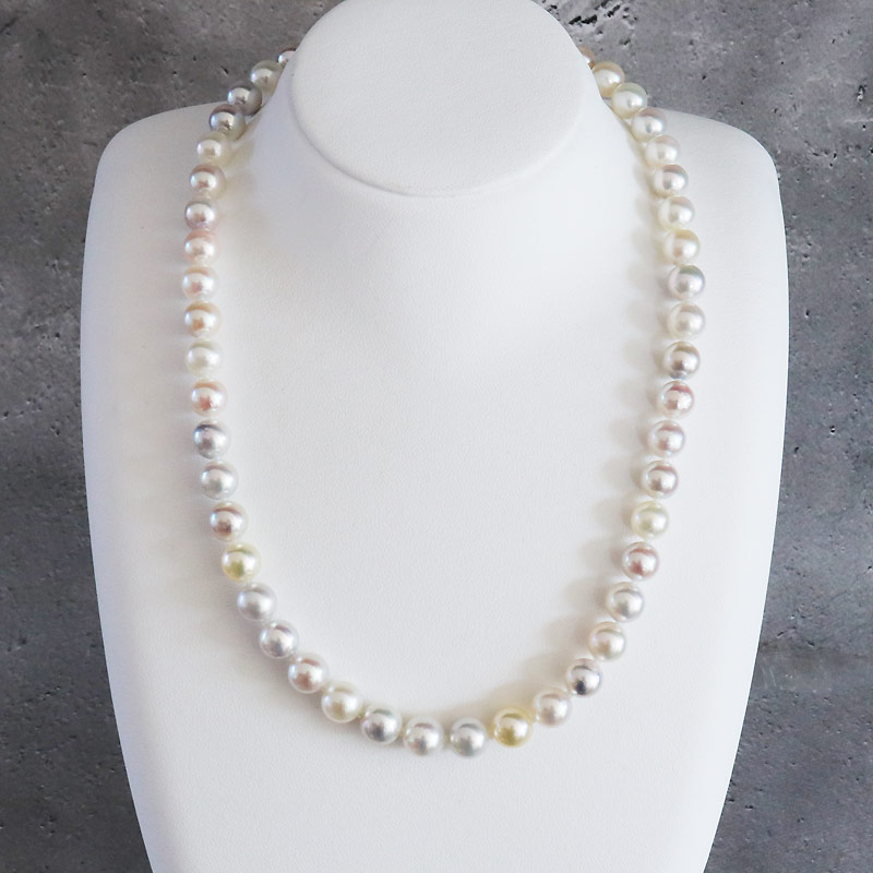 パール優美 真珠 ネックレス 8~9ミリ 無調色マルチカラー / あこや アクセサリー 本真珠 大珠 大粒 伊勢志摩 志摩 志摩産 パール 母の日 入学式 卒業式 成人式 結婚式 記念日 誕生日 シンプル / 志摩産 あこや真珠 8-9ミリ 無調色マルチカラー ネックレス