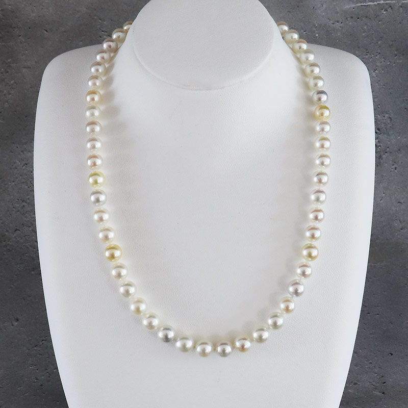 パール優美 真珠 ネックレス 7~8ミリ 無調色マルチカラー / アクセサリー あこや 本真珠 大珠 大粒 伊勢志摩 志摩 ギフト パール 母の日 入学式 卒業式 成人式 結婚式 記念日 誕生日 シンプル / 志摩産 あこや真珠 7－8ミリ 無調色マルチカラー ネックレス