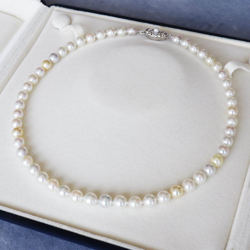 【ふるさと納税】 パール優美 真珠 ネックレス 7~8ミリ 無調色マルチカラー / アクセサリー あこや 本真珠 大珠 大粒 伊勢志摩 志摩 ギフト パール 母の日 入学式 卒業式 成人式 結婚式 記念日 誕生日 シンプル / 志摩産 あこや真珠 7－8ミリ 無調色マルチカラー ネックレス サムネイル2