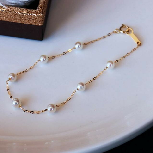 【ふるさと納税】 パール優美 真珠 ブレスレット K18 アクセサリー パール 4~4.5mm K18 伊勢志摩 志摩 ギフト プレゼント 母の日 ホワイトデー クリスマス 冠婚葬祭 結婚式 貝 アコヤ貝 アコヤ真珠 / 志摩産 無調色アコヤ真珠 ベビーパール4-5ミリ ブレスレット - 画像3