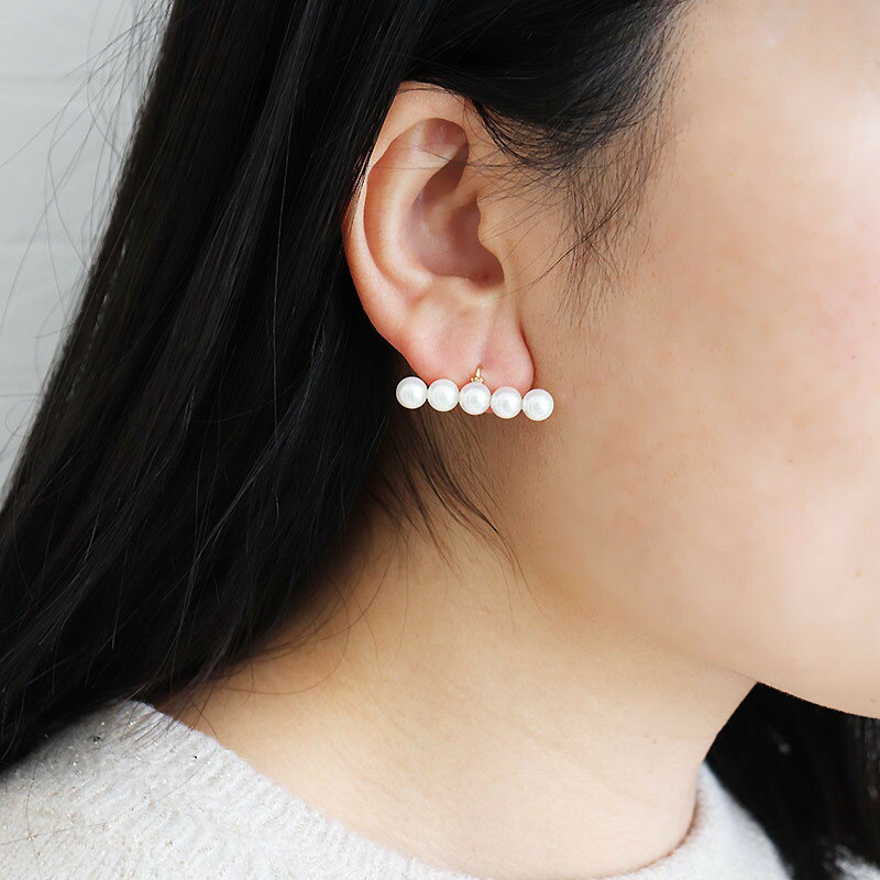 【ふるさと納税】 パール優美 志摩産アコヤ真珠 5-6ミリ ホワイトピンク 5粒タイプ 数粒ラインピアス / 18金 あこや ピアス 真珠 伊勢志摩 志摩 アクセサリー ギフト パール 母の日 ホワイトデー クリスマス 入学式 卒業式 成人式 結婚式 サムネイル3