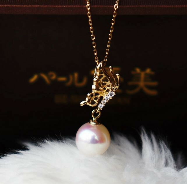 【ふるさと納税】 パール優美 志摩産 アコヤ真珠 8.5-9ミリ 蝶々 ネックレス / 18金 真珠 伊勢志摩 志摩 アクセサリー ギフト プレゼント パール 母の日 ホワイトデー クリスマス 記念日 サムネイル3