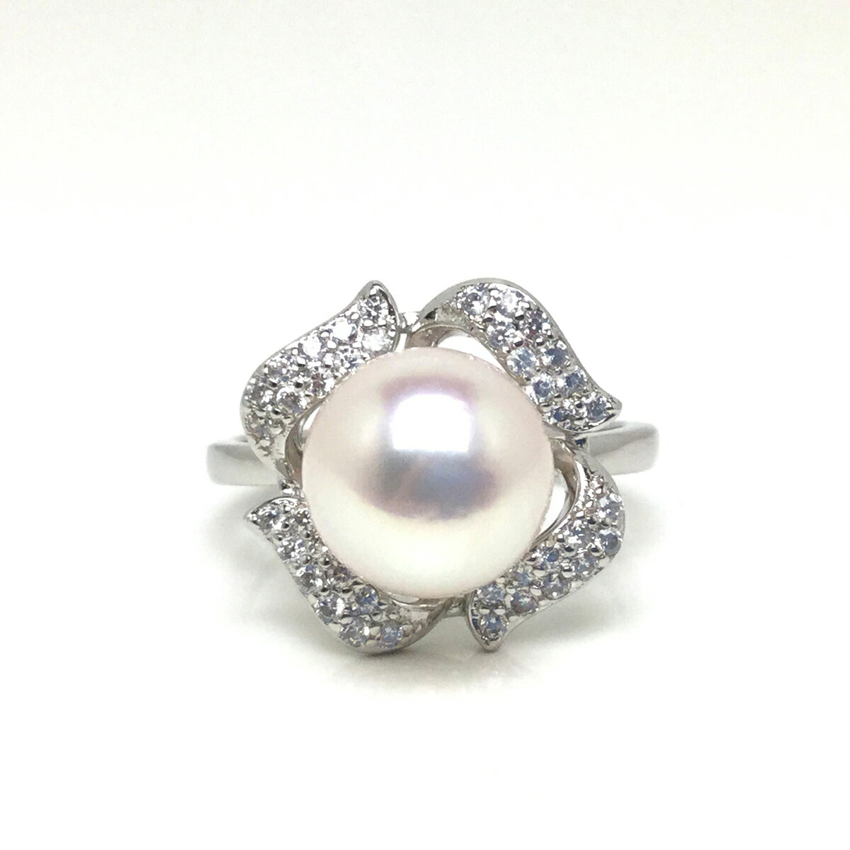 真珠 アクセサリー 指輪 リング パール 8ミリ ～ 8.5ミリ シルバー 伊勢志摩 伊勢 志摩 鳥羽 志摩市 冠婚葬祭 結婚式 母の日 クリスマス ホワイトデー フリーサイズ カジュアル / 老舗の真珠専門店・高品質アコヤ真珠フリーサイズリング8.0～8.5 ミリ