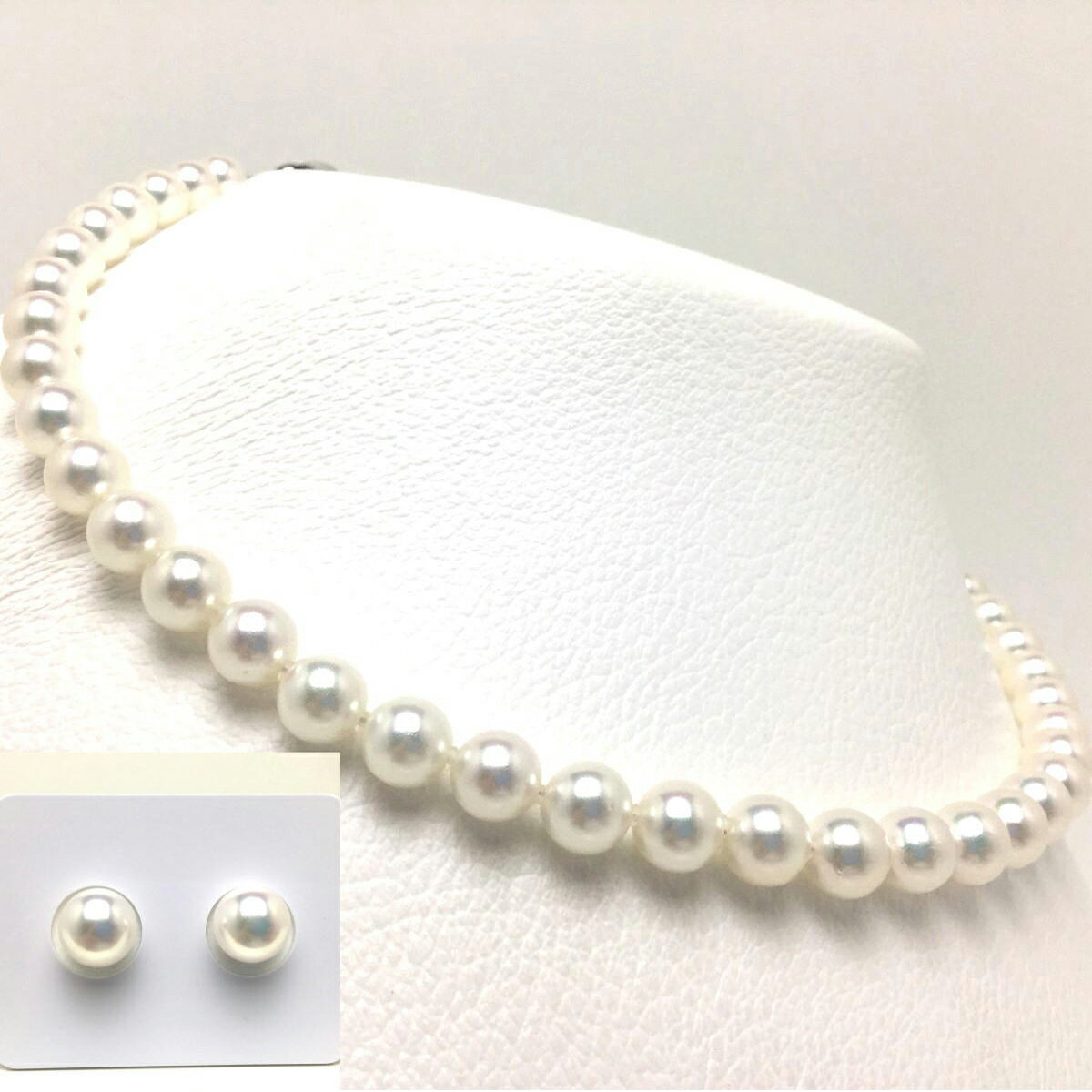 【ふるさと納税】 真珠 パール アクセサリー ネックレス イヤリング ピアス 伊勢志摩 志摩 三重県 あこや セット ジュエリー 冠婚葬祭 結婚式 葬式 入学式 卒業式 / 老舗の真珠専門店・無調色花珠鑑別書付きアコヤ真珠ネックレス・ イヤリング ・ ピアス セット7.5～8.0ミリ サムネイル2