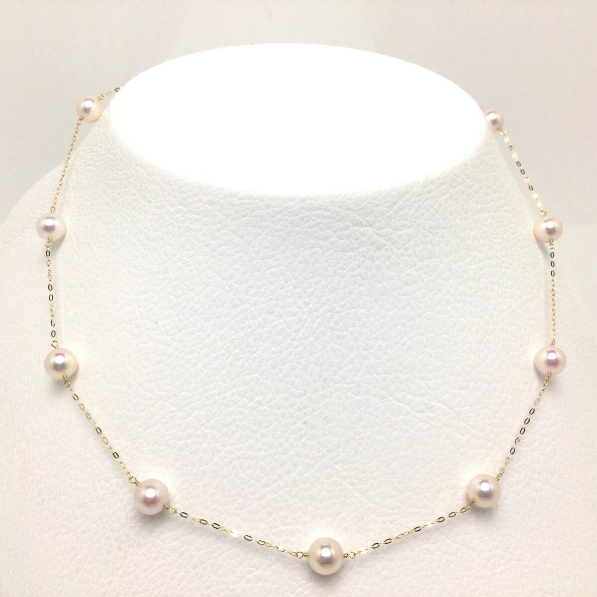 老舗の真珠専門店・アコヤ真珠ステーションネックレス6.5～7.0ミリ( K18YG / K18WG ) / 伊勢志摩 志摩 三重県 真珠 パール あこや アクセサリーネックレス イヤリング ピアス セット ジュエリー 冠婚葬祭 結婚式 葬式