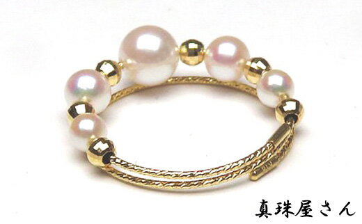 【ふるさと納税】 真珠屋さん 誰でも可愛い K18／K18PG カットボールとパールのリング ベビー真珠アコヤ真珠【フリーサイズ】 / アクセサリー 指輪 ジュエリー 三重 伊勢 志摩 パール 本真珠 あこや真珠 あこや ギフト 贈り物 贈答 プレゼント 普段使い 人気 結婚式 記念日 サムネイル2